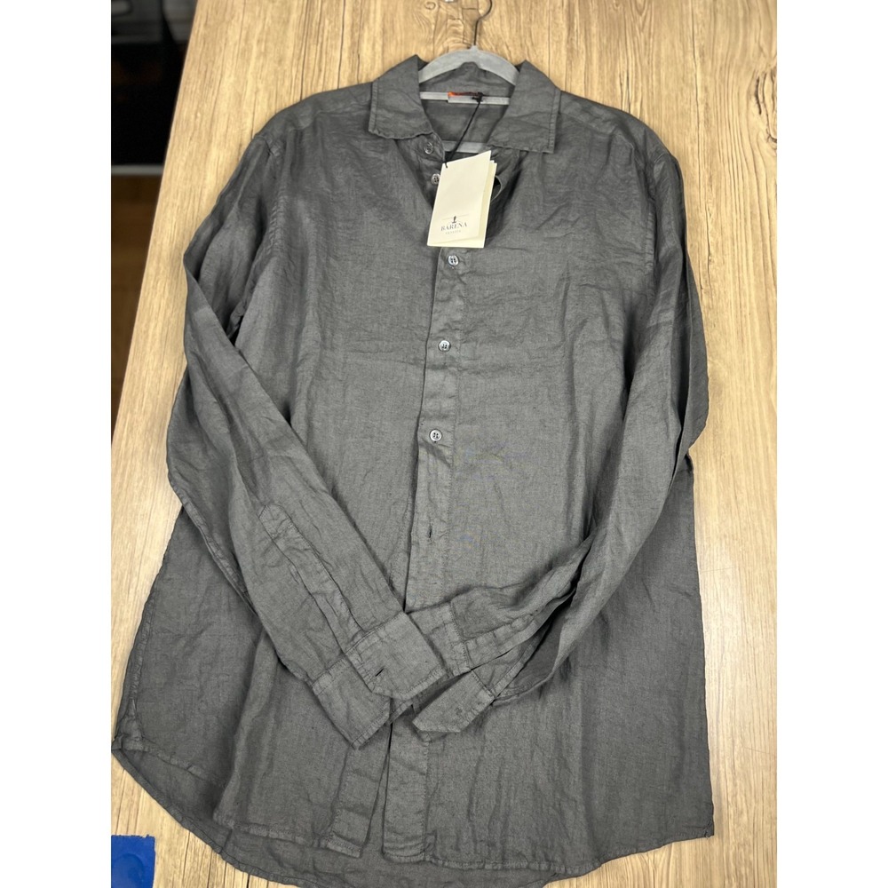 BARENA SURIAN LINEN SHIRT GRAY SIZE IT 52 US XL RETAIL 335$